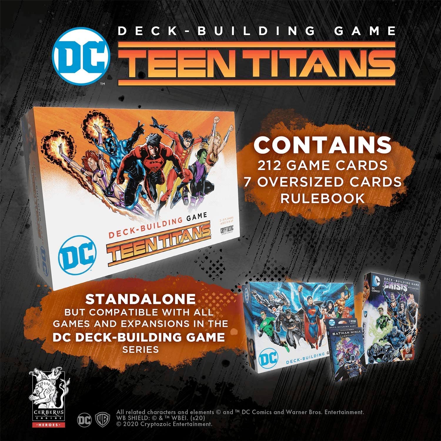 Cryptozoic Teen Titans card backs emphasizing cross-title mixing potential