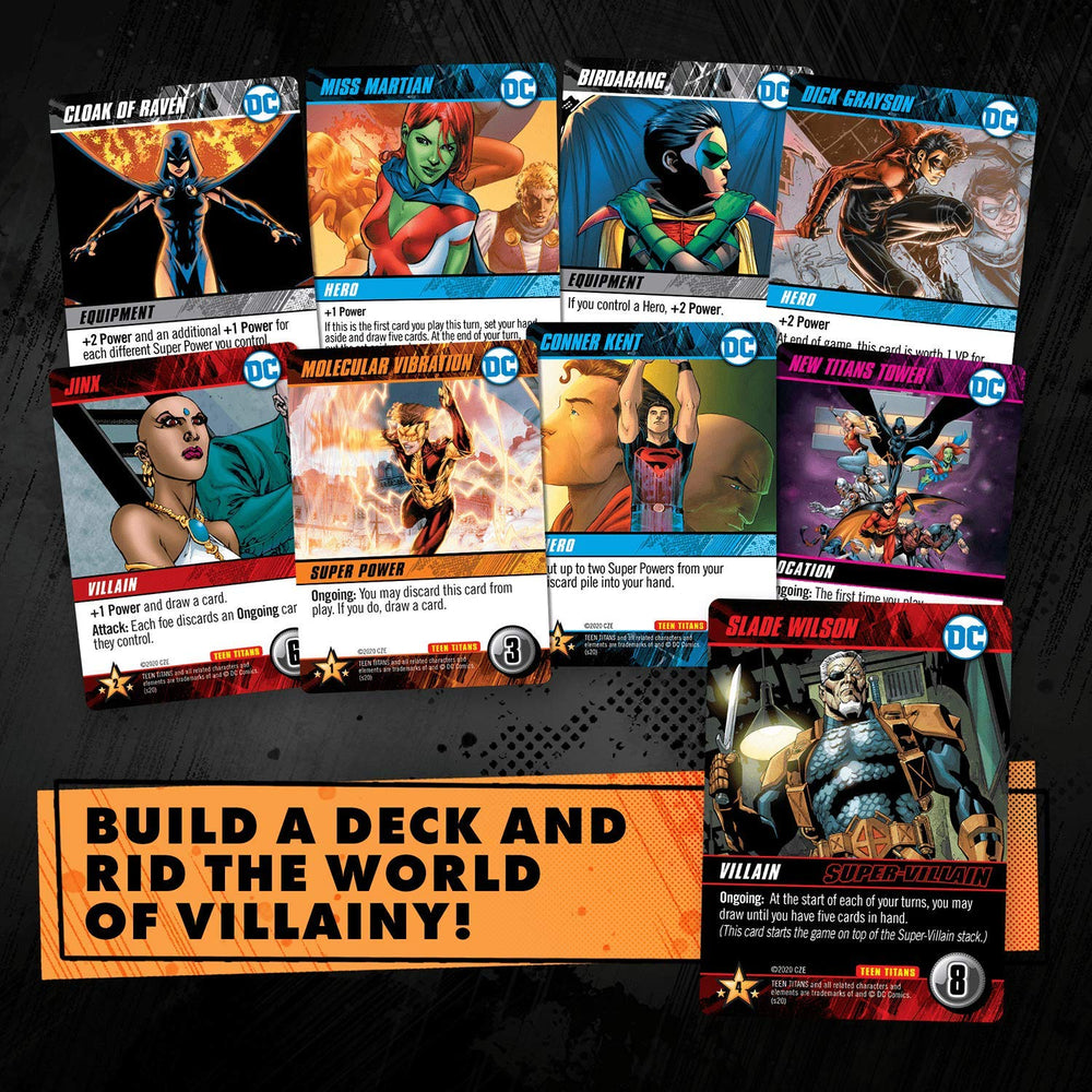 Cryptozoic Teen Titans ongoing cards laid out for future turns