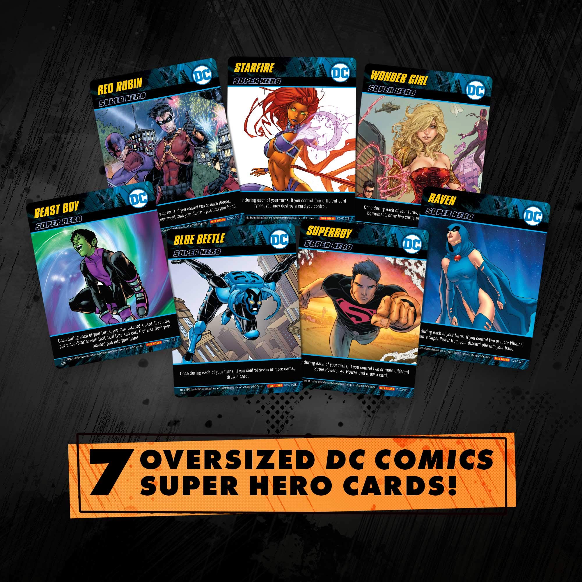 Cryptozoic Teen Titans oversized hero cards shown for dramatic moments