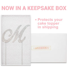 Crystal Creations Letter M cake topper in protective box for shipping