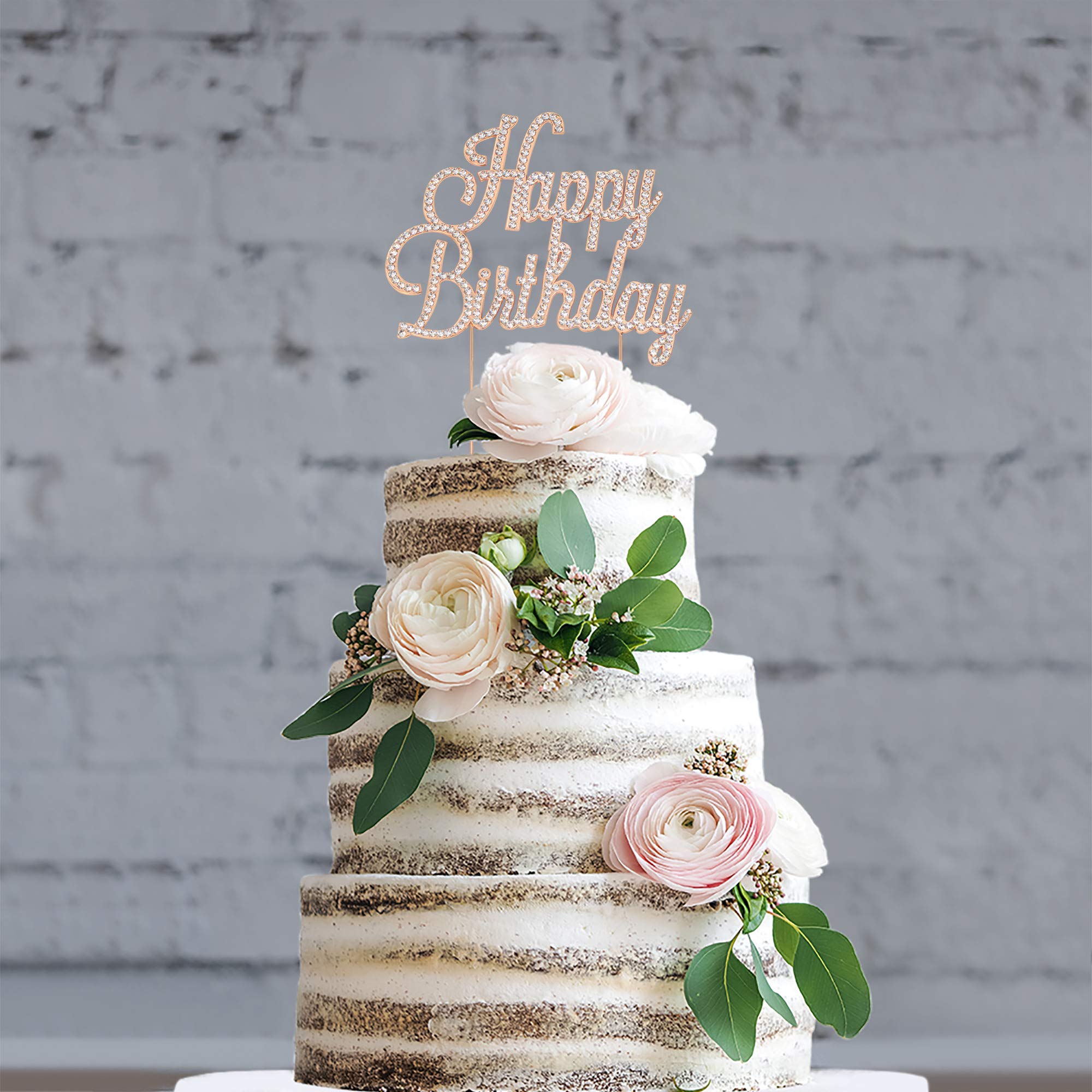 Crystal Creations rose-gold cake decor with adjustable prongs fits any cake size