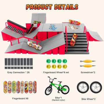CS COSDDI 14-in-1 finger skate kit with multiple boards and ramps displayed