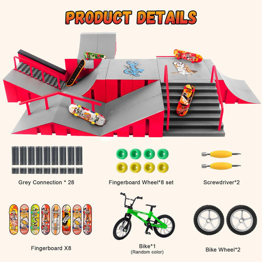 CS COSDDI 14-in-1 finger skate kit with multiple boards and ramps displayed