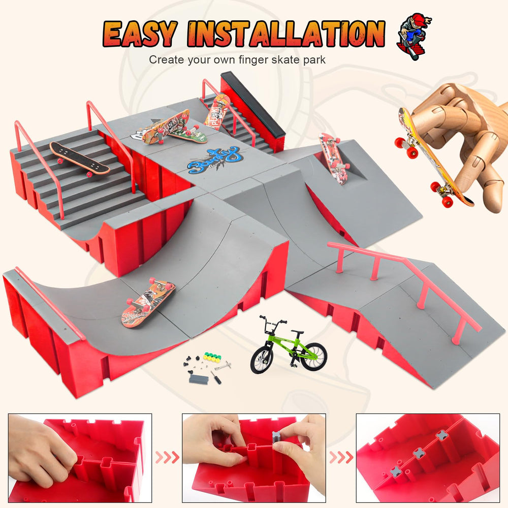 Finger skate ramps arranged on a desk for quick setup by CS COSDDI