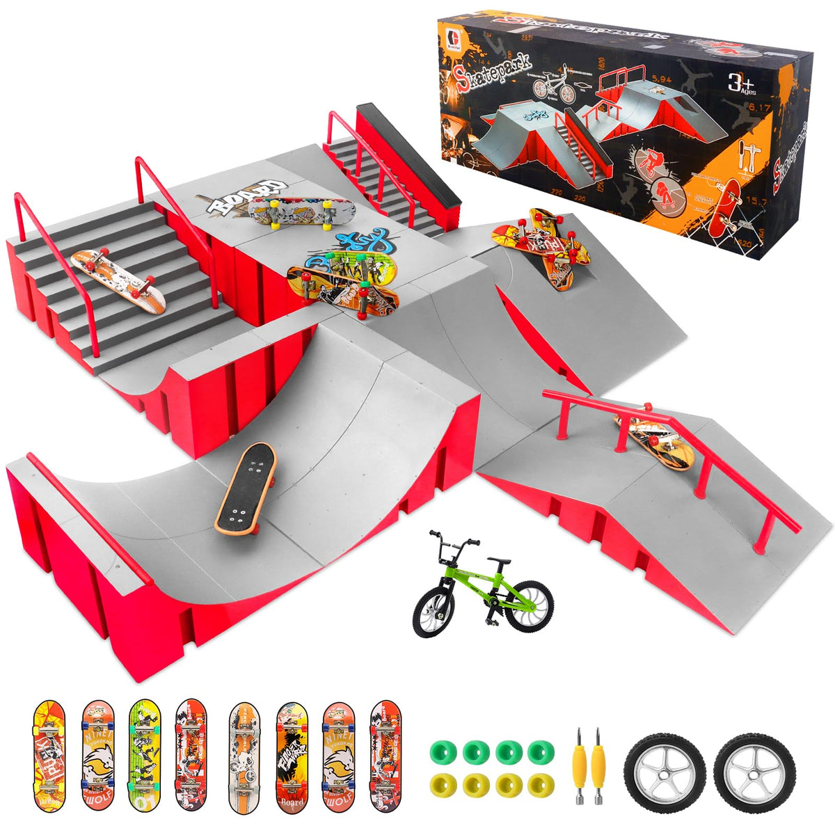 CS COSDDI finger skatepark setup showing ramps for creative play and motor skill development