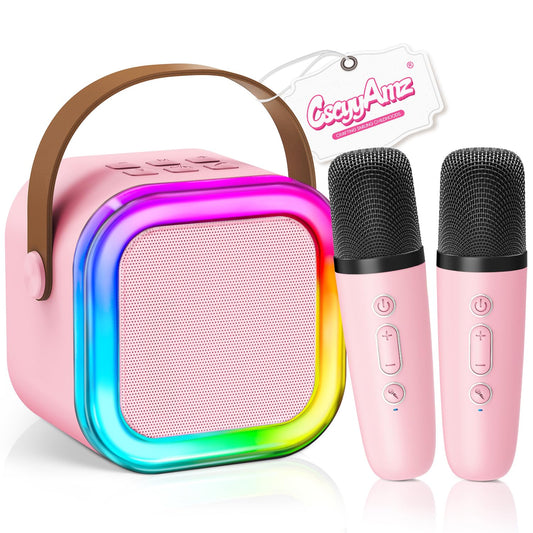 CscyyAmz mini karaoke front view shows a compact, child-friendly design.