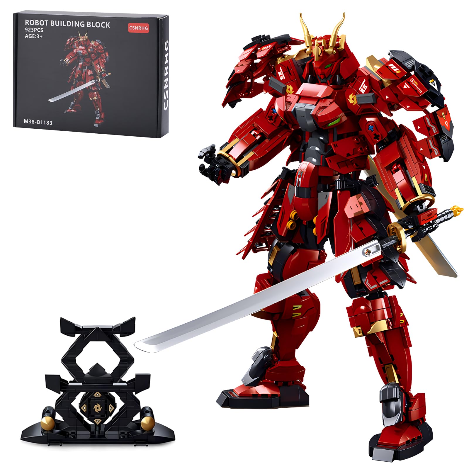 CSNRHG Double Knife Flow Samurai mech in assembly pose with detailed armor and bold color.