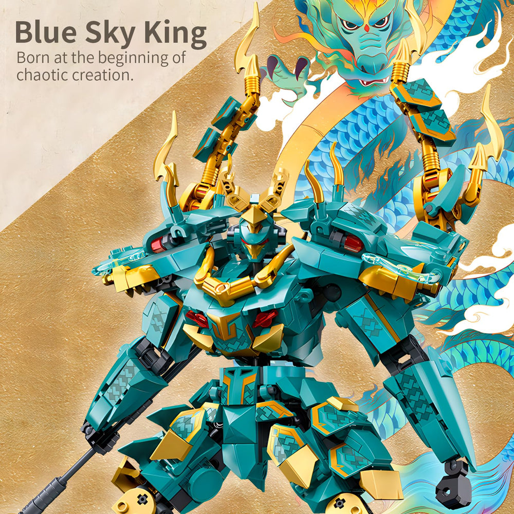 CSNRHG Green Dragon Samurai Mech heroic pose for storytelling and display