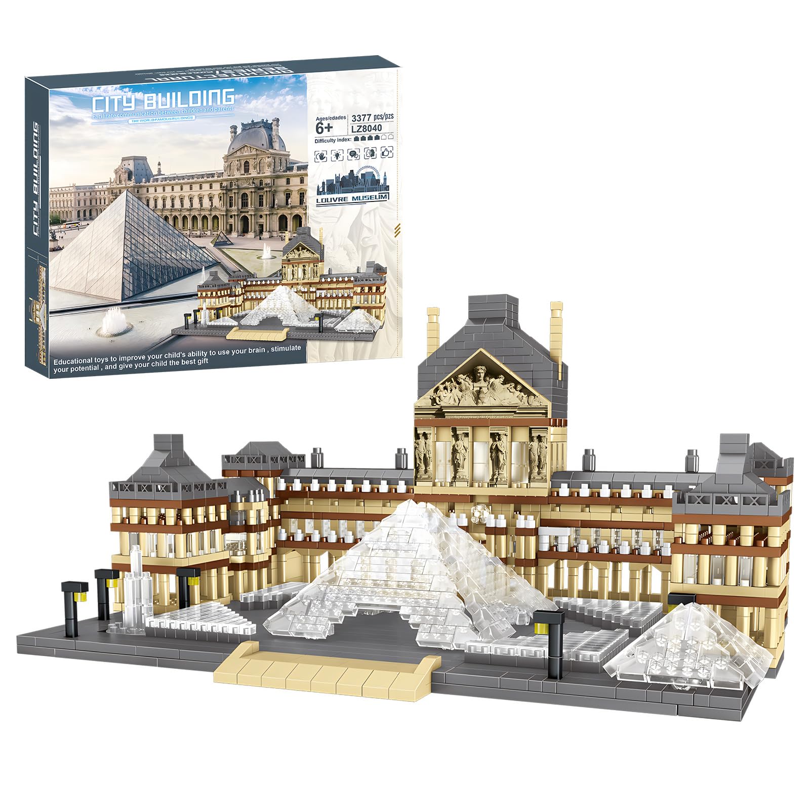 CSNRHG Paris Louvre model pyramid entrance for immersive architectural learning and display.