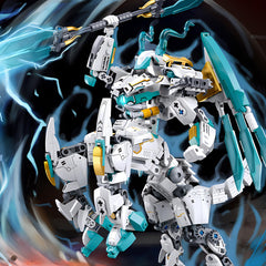 CSNRHG White Horse Dragon Samurai Mech left side view highlights poseable articulation for dynamic poses.