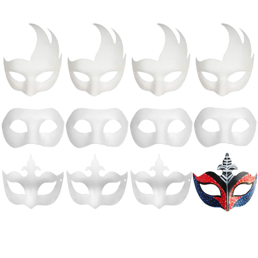 CSPRING Mardi Gras DIY blank white mask for colorful masquerade crafts.