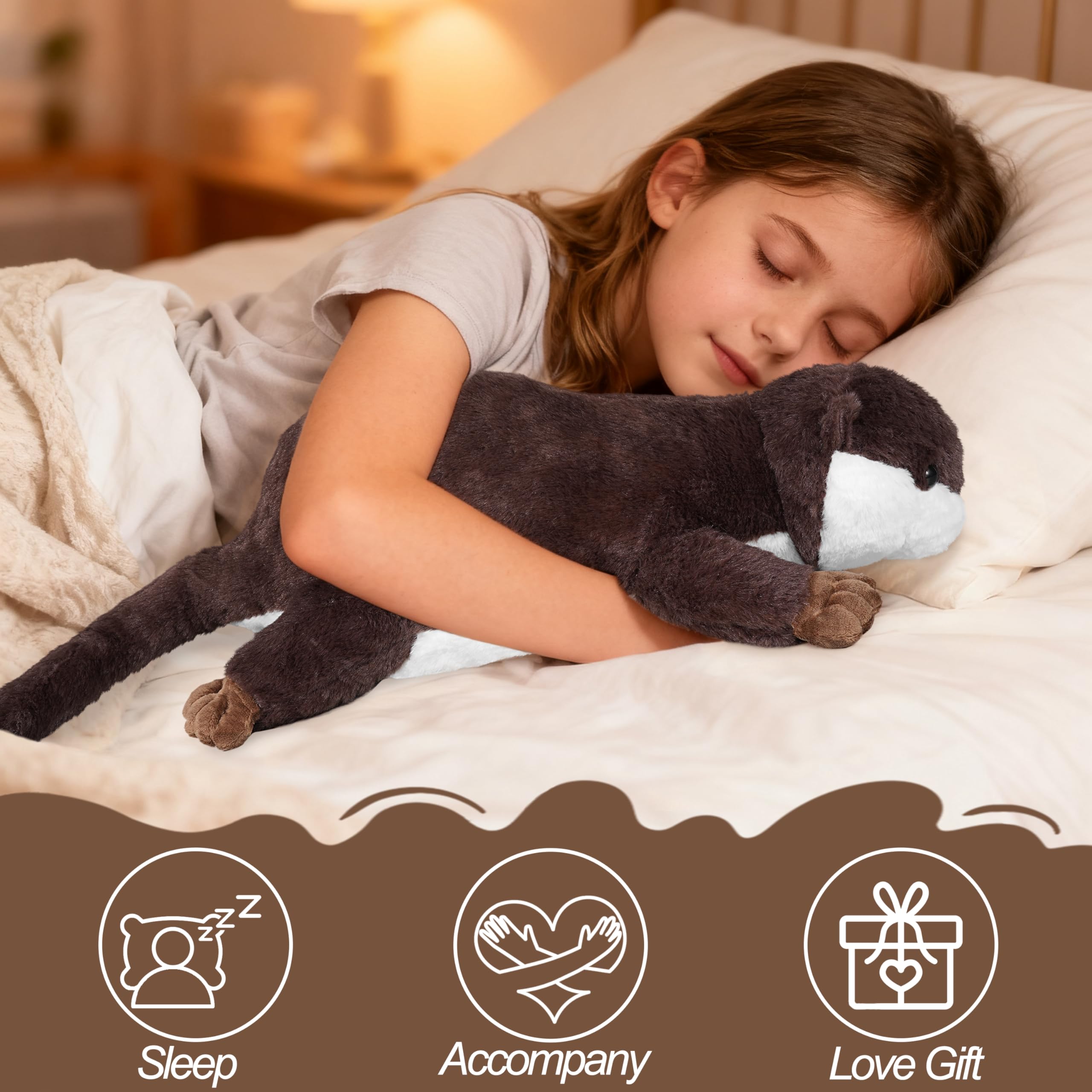 CSVBTRF soft brown-white plush otter offers cozy tactile comfort.