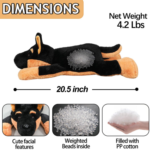 CSVBTRF soft-touch weighted dog plush provides a cozy cuddle companion.