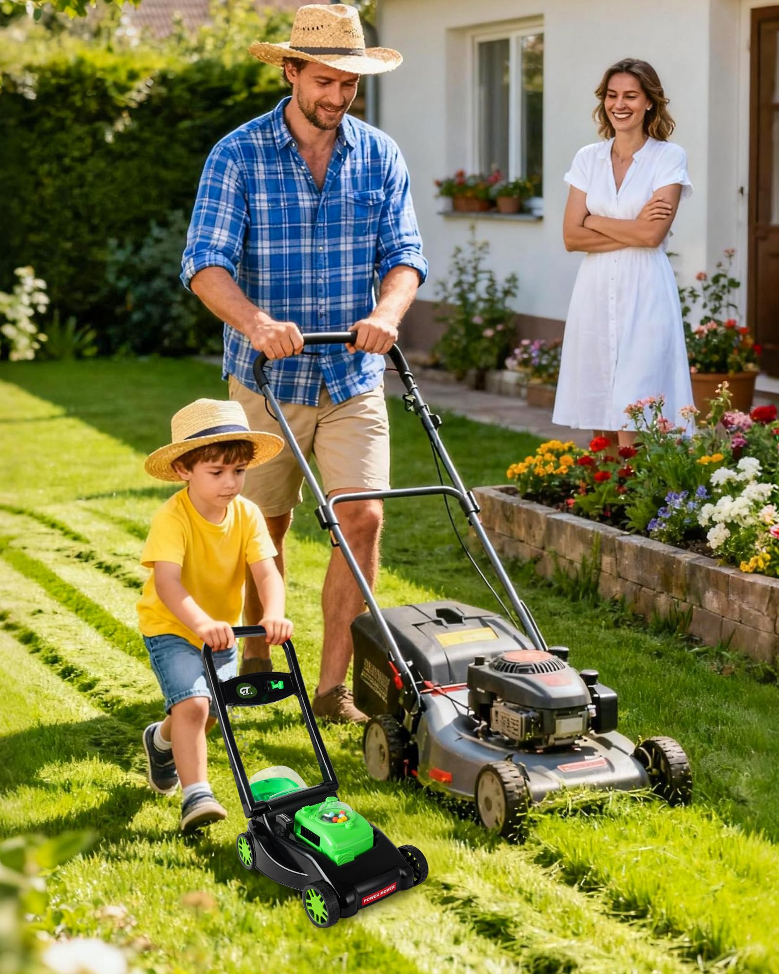 CT SPORTS lawn mower with pull-cord beads for interactive play