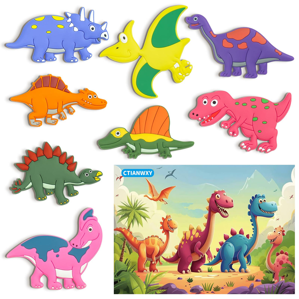 CTIANWXY dinosaur fridge magnet full-back 1 demonstrates secure attachment on metal surfaces