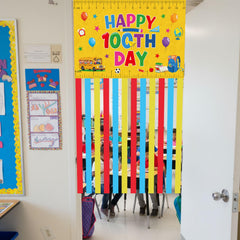 Ctosree happy 100th day banner for classroom or door display, ideal celebration decor.