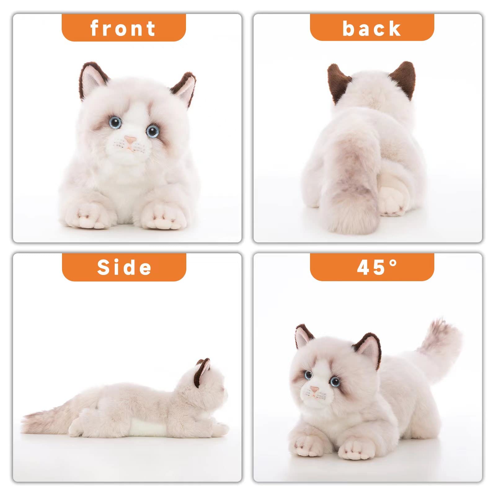 CU-MATE 20-inch gray Ragdoll plush detailed face for imaginative play.