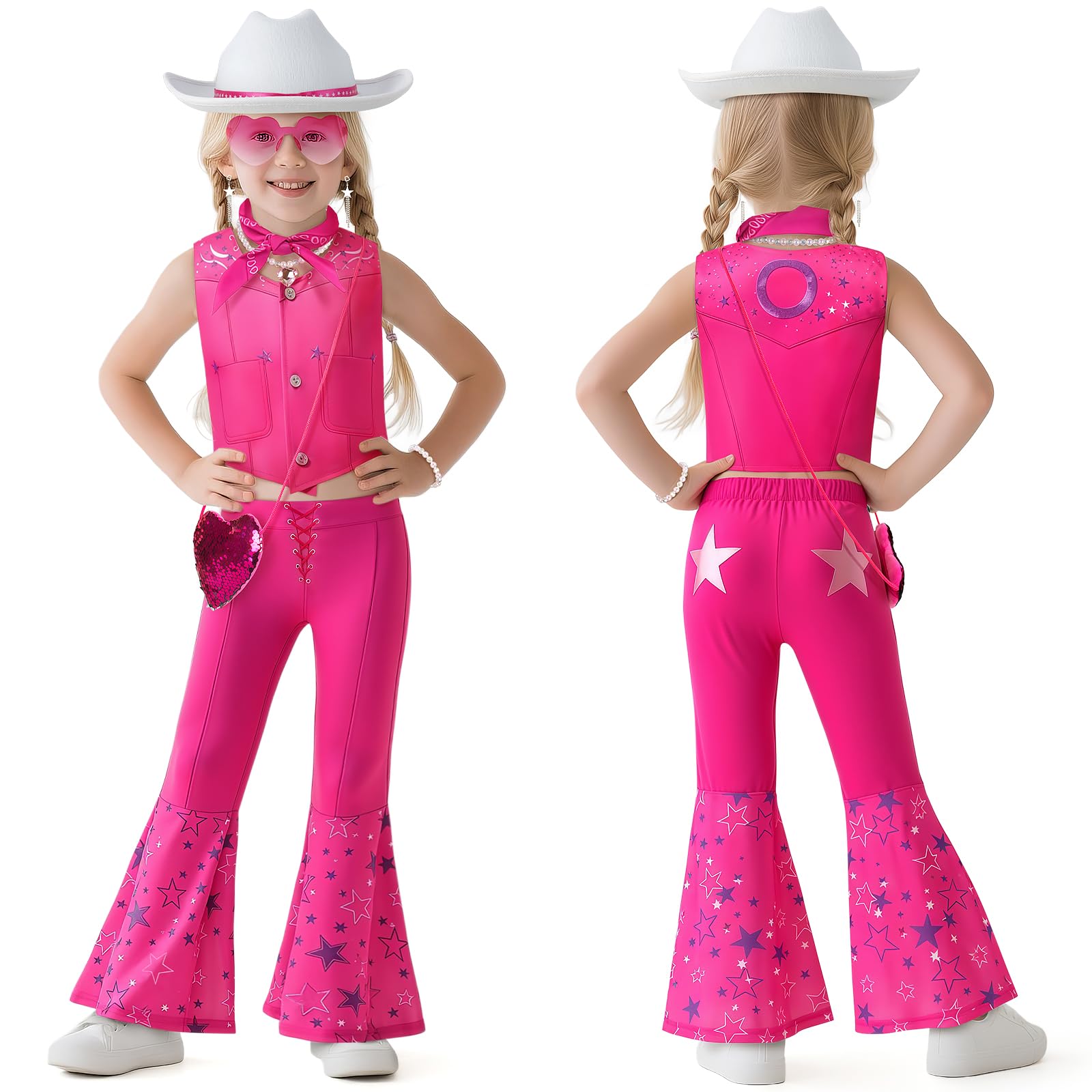 Cubacubo pink sunglasses finish the glam cowgirl vibe for photos