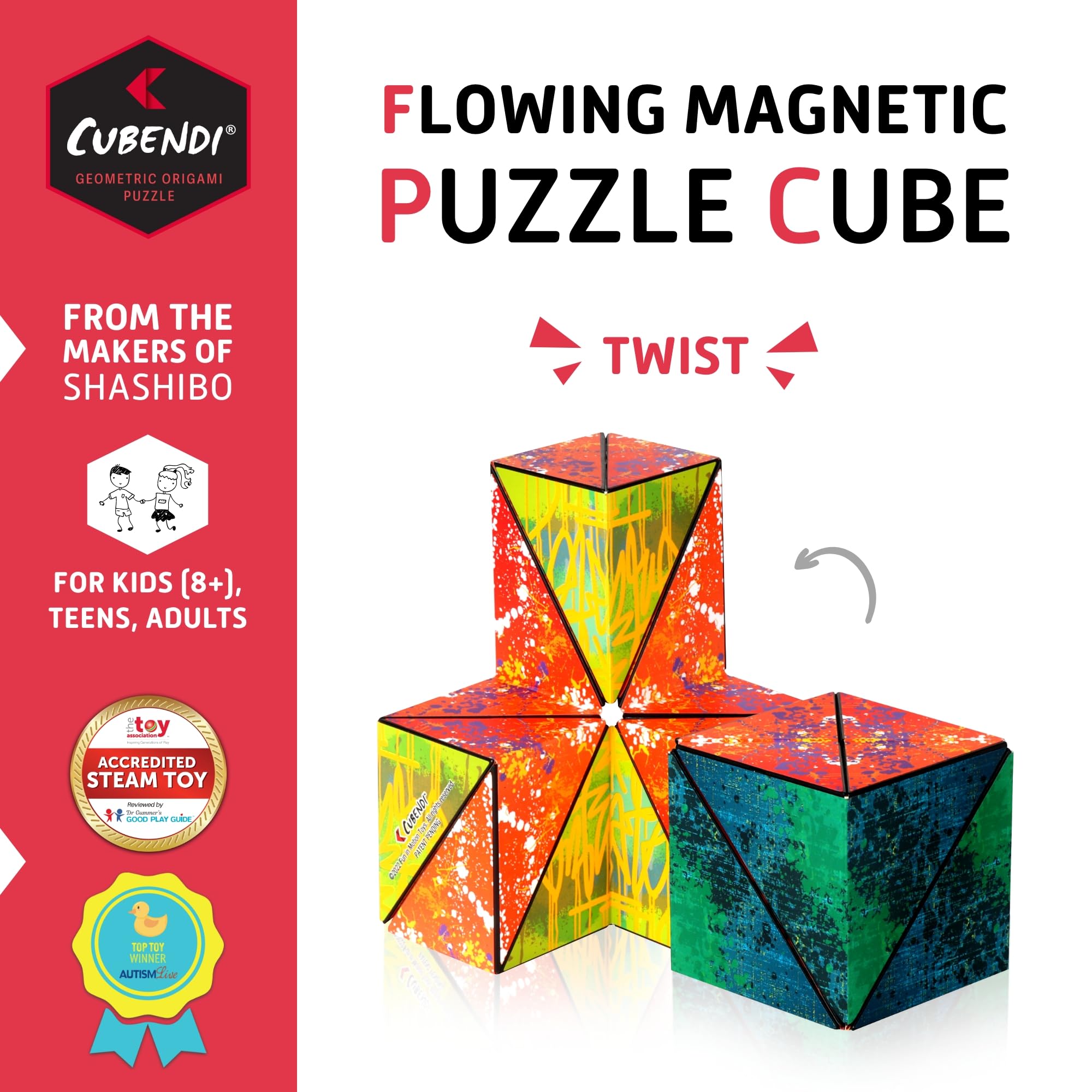 Cubendi Infinity Cube in rotation demonstrates color carousel and mesmerizing patterns.