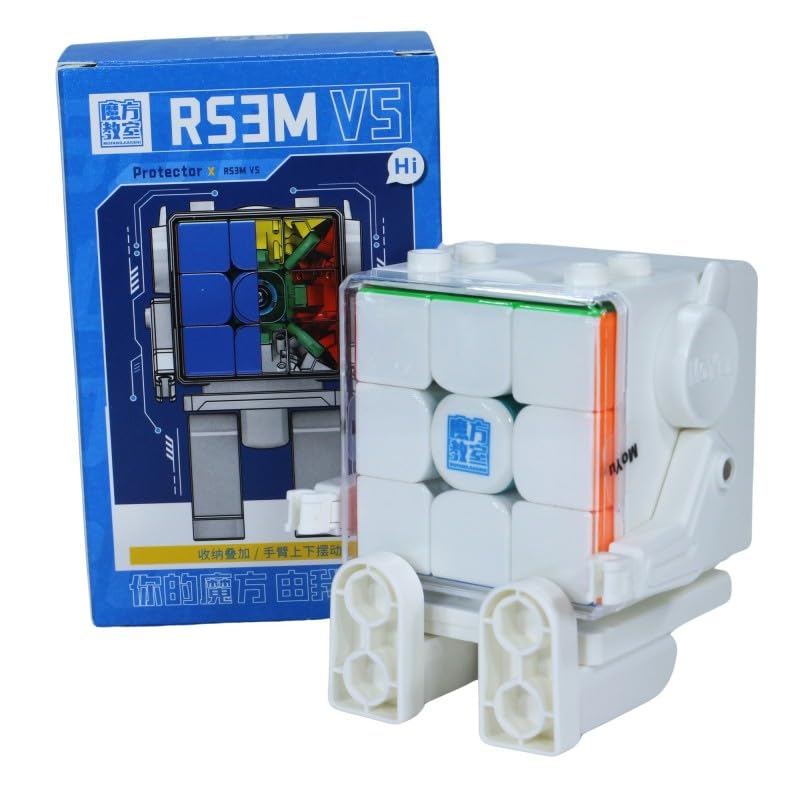 Cuberspeed MoYu RS3M V5 robot cube stand included for display and practice.