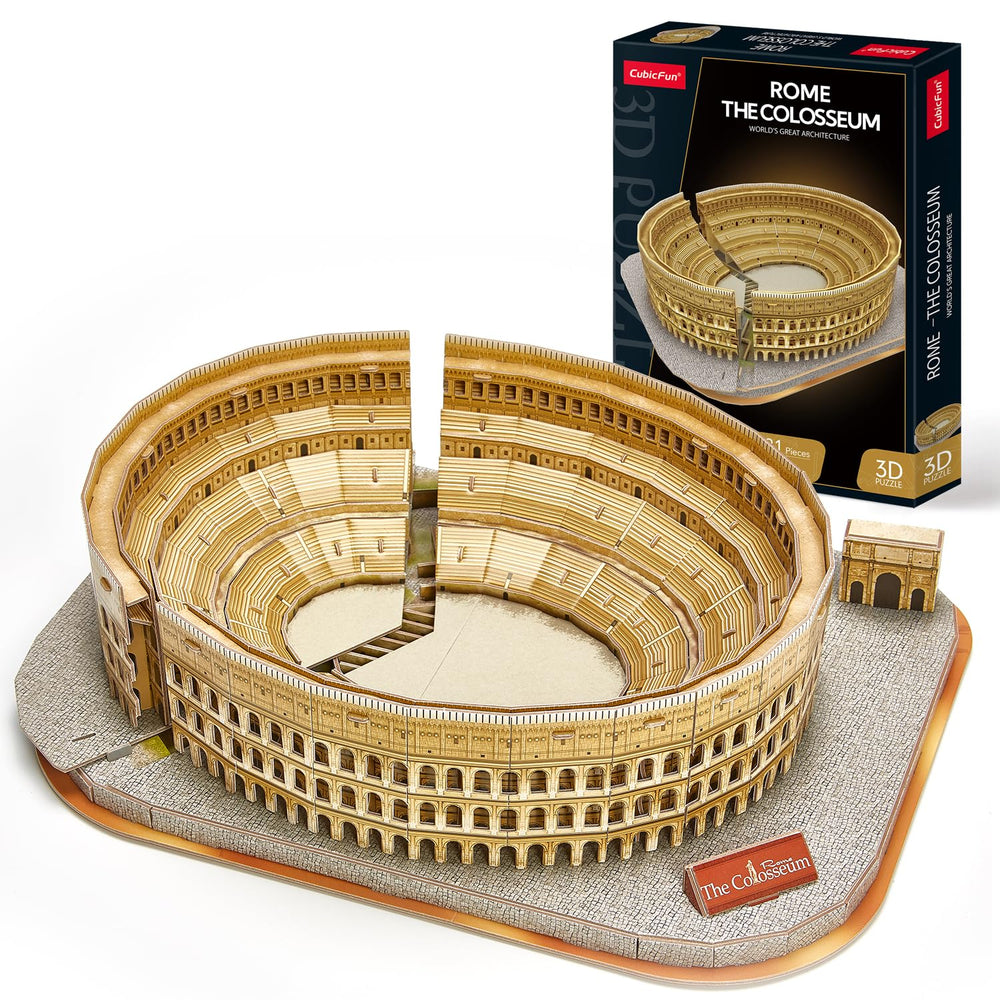 CubicFun Colosseum 3D puzzle pieces ready for assembly and display.