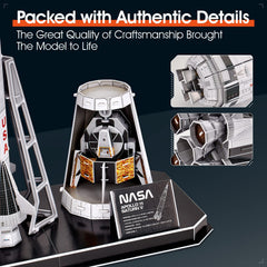 CubicFun NASA Apollo Saturn V puzzle lunar lander focuses on lunar mission history.