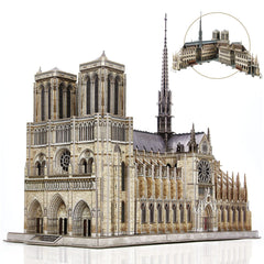 CubicFun Notre Dame 3D puzzle interior view highlights rose windows for dramatic display