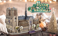 CubicFun Notre Dame Paris 3D puzzle instructions laid out for easy setup.