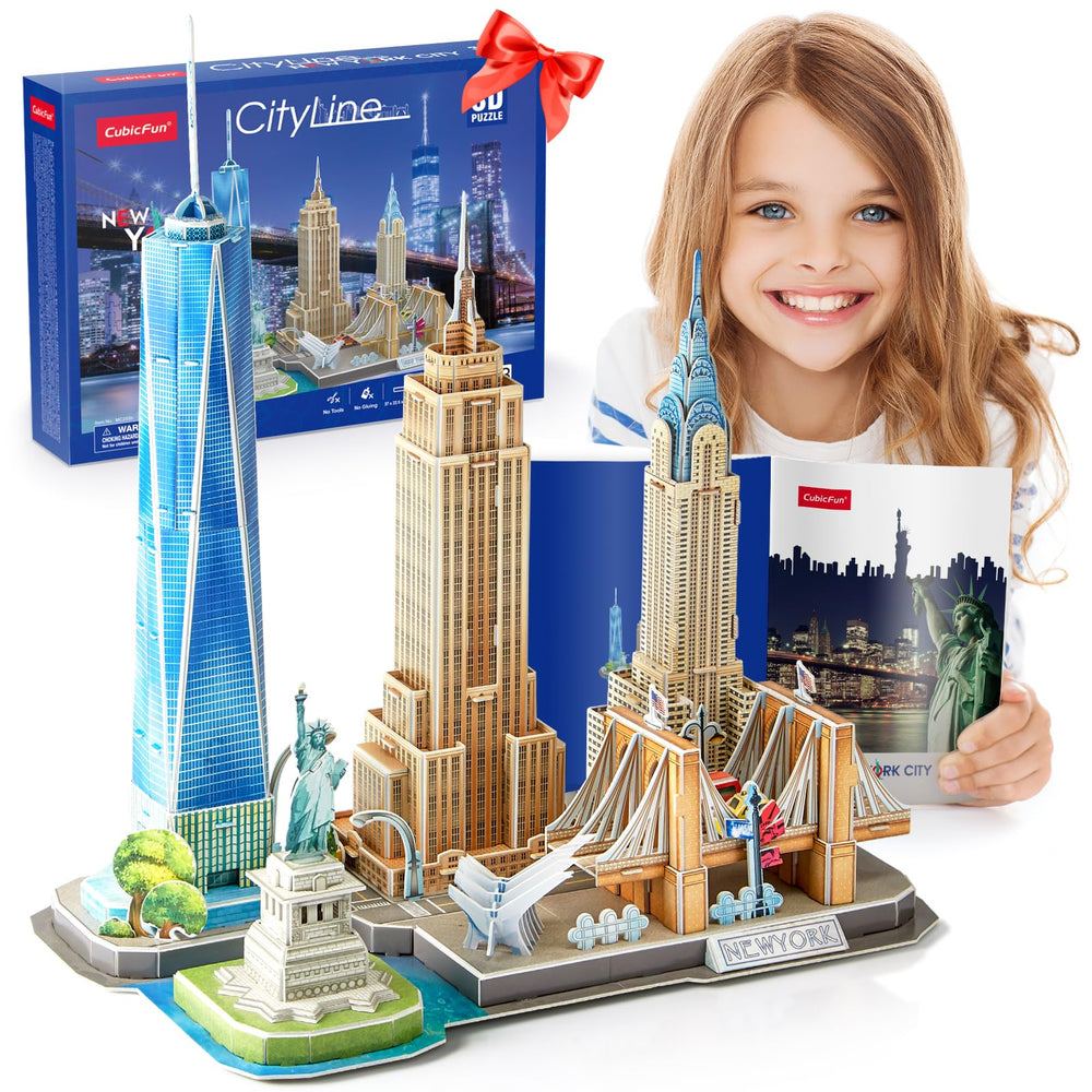 CubicFun NYC skyline Empire State Building puzzle for kids 8-12 with hands-on learning