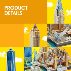 CubicFun NYC skyline World Trade Center puzzle focuses on iconic landmarks