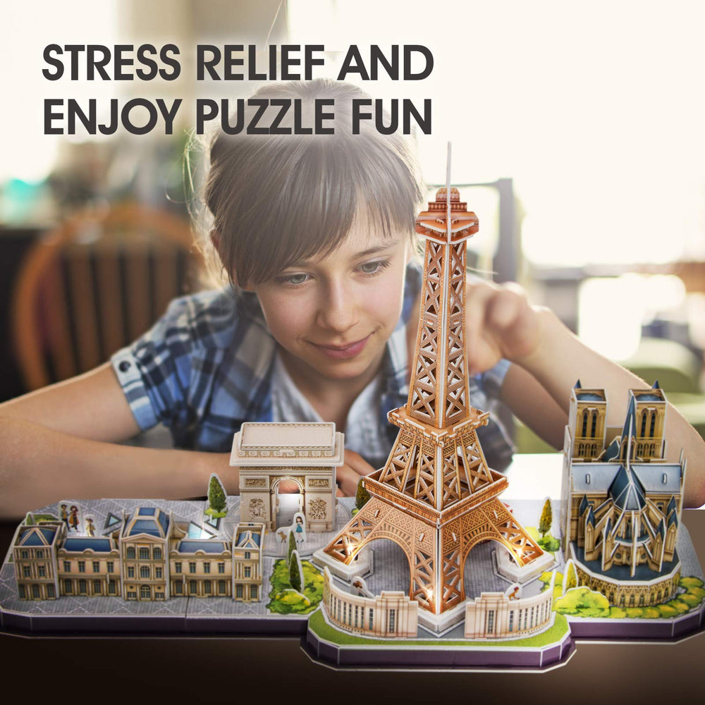 CubicFun Paris Cityline Louvre 3D puzzle features accurate colors for a collectible skyline.