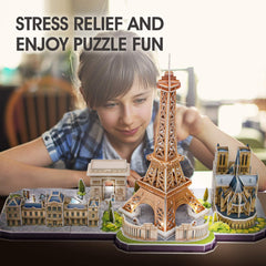 CubicFun Paris Cityline Louvre 3D puzzle features accurate colors for a collectible skyline.
