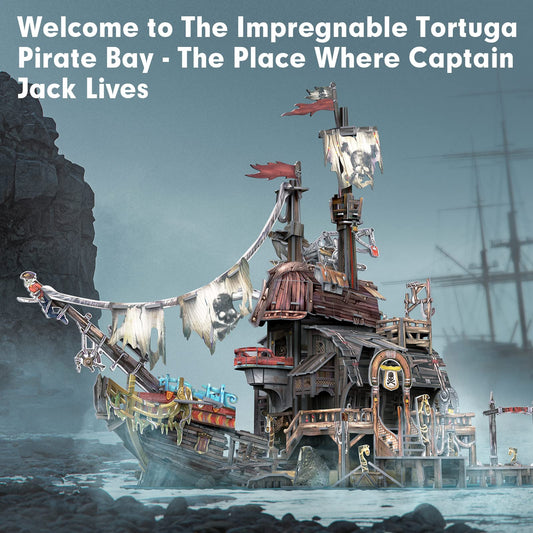 CubicFun pirate shipwreck model highlights decayed hull and tattered sails for realistic display.