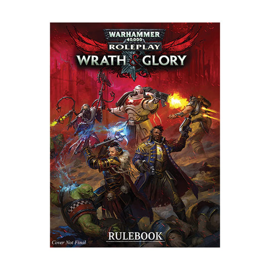Cubicle 7 Wrath & Glory Core Rulebook cover, ideal for immersive Warhammer 40,000 RPG campaigns.