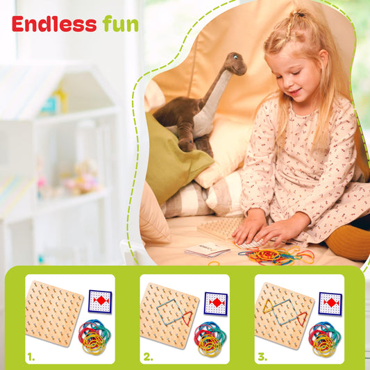 CUBIDI geoboard 8x8 pin pattern supports precise early pattern learning