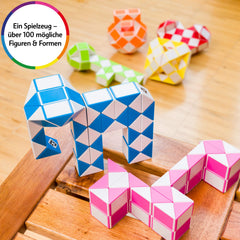 CUBIDI Magic Snake Cube red dog figure, showcases 100+ shapes for creative play.