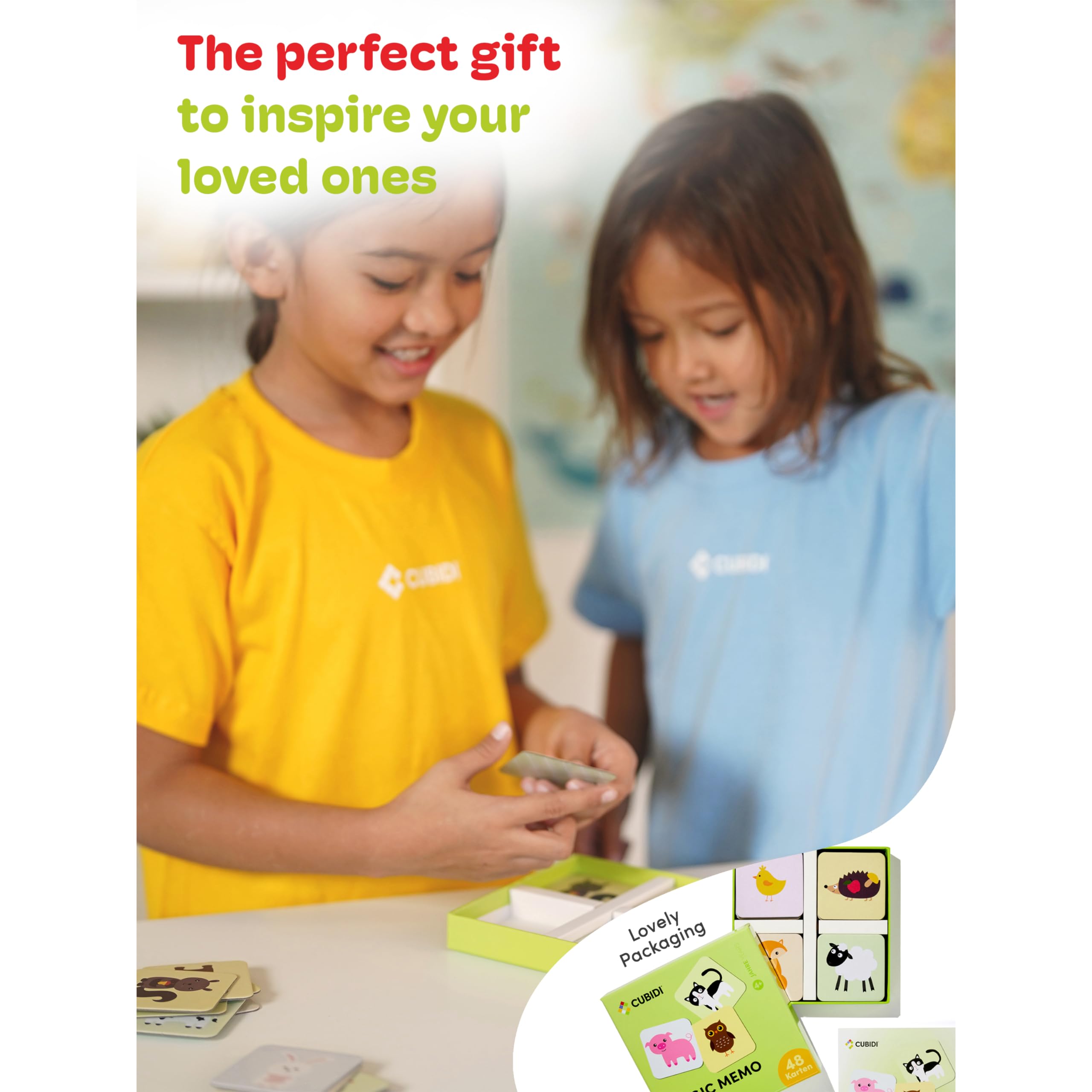 CUBIDI Montessori-inspired memory game visual emphasizing hands-on learning