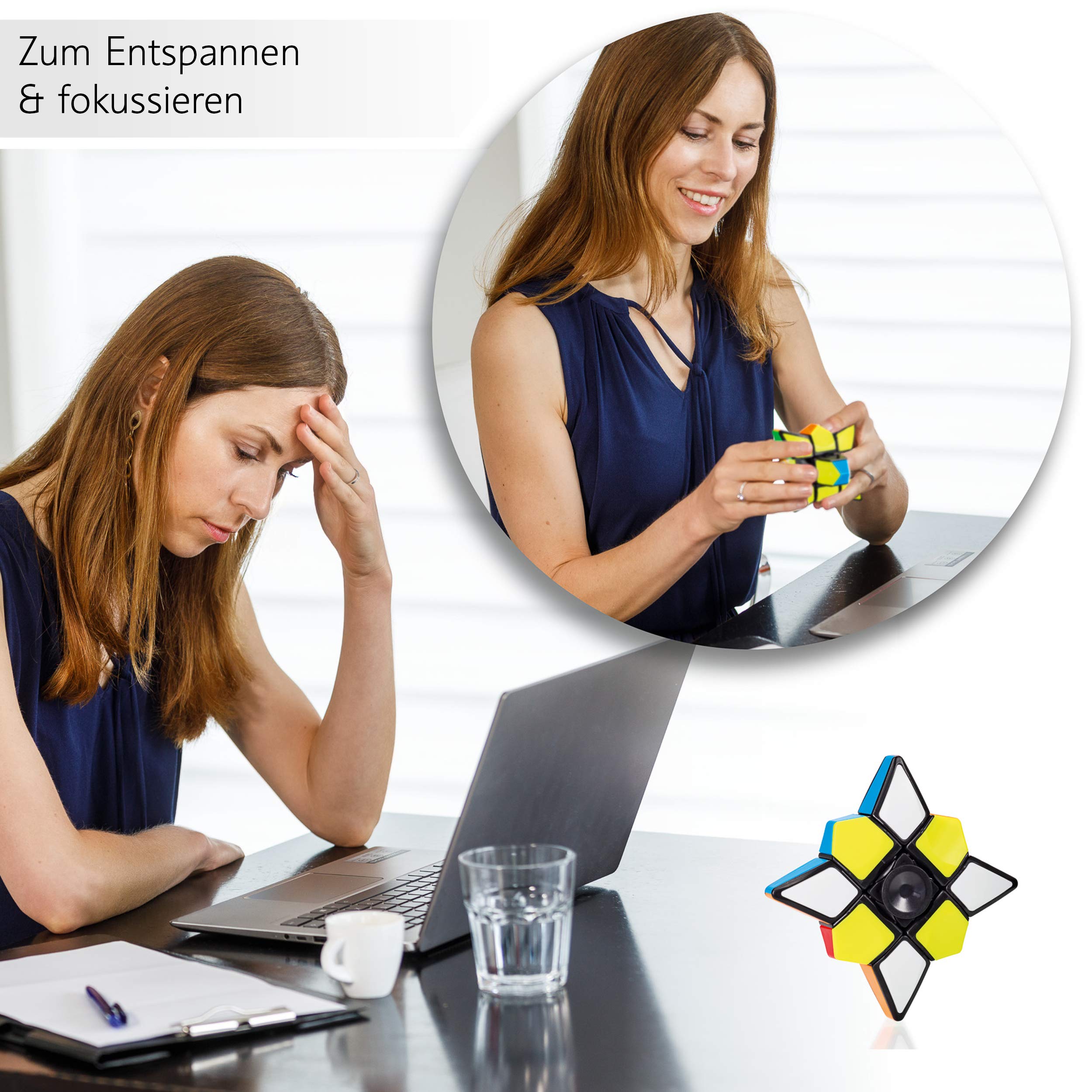 CUBIDI Star Fidget Cube pocket-size close-up communicates compact portability and desk-friendly size.