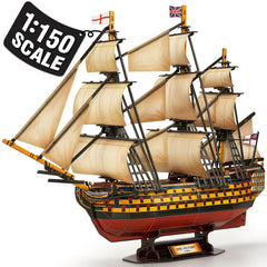 Cubifun HMS Victory assembled model ready for display and collection.
