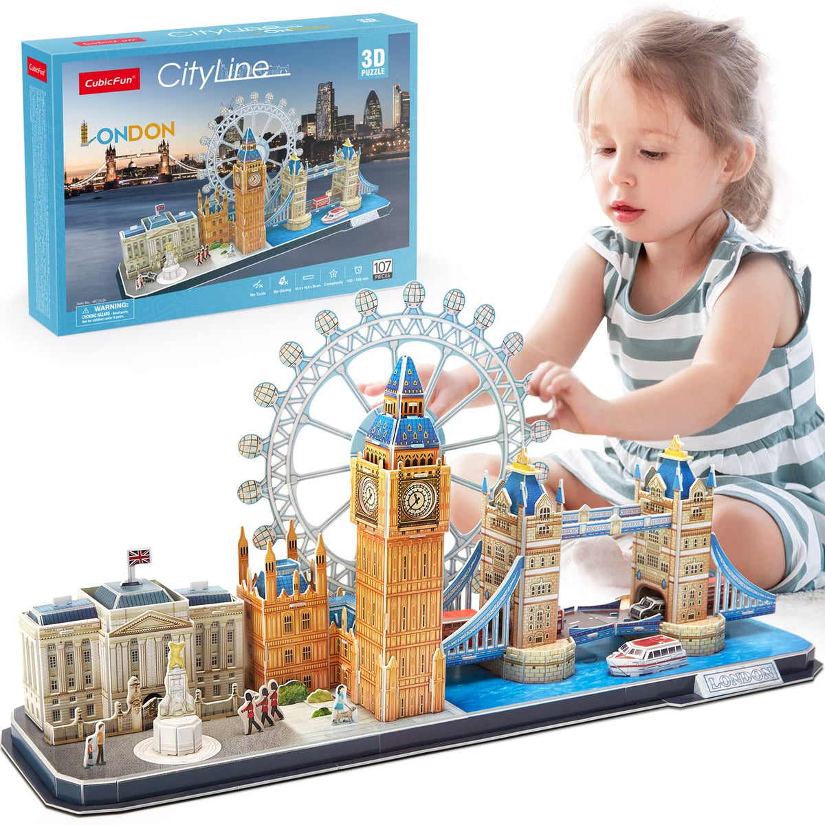 CubicFun London Cityline Tower Bridge 3D puzzle offers engaging family building