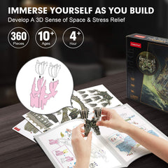 Cubifun puzzle pieces and instruction image shows setup resources