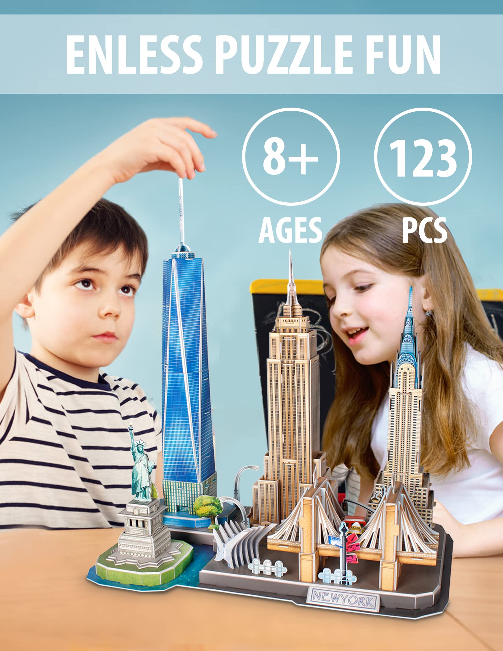 CubicFun Statue of Liberty puzzle aids hands-on learning.