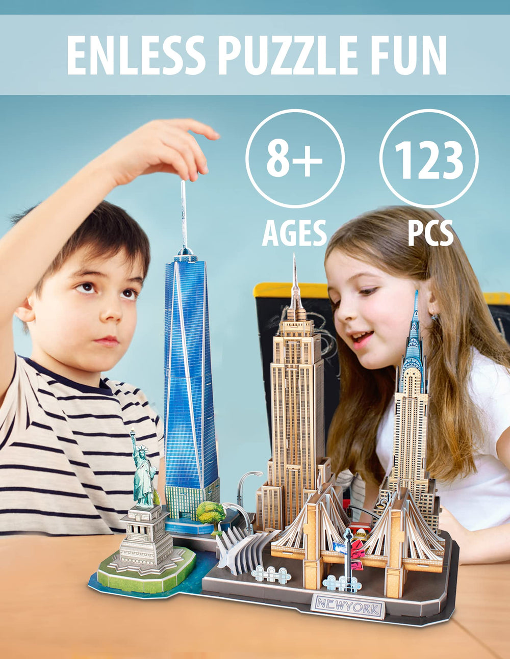 CubicFun Statue of Liberty puzzle aids hands-on learning.