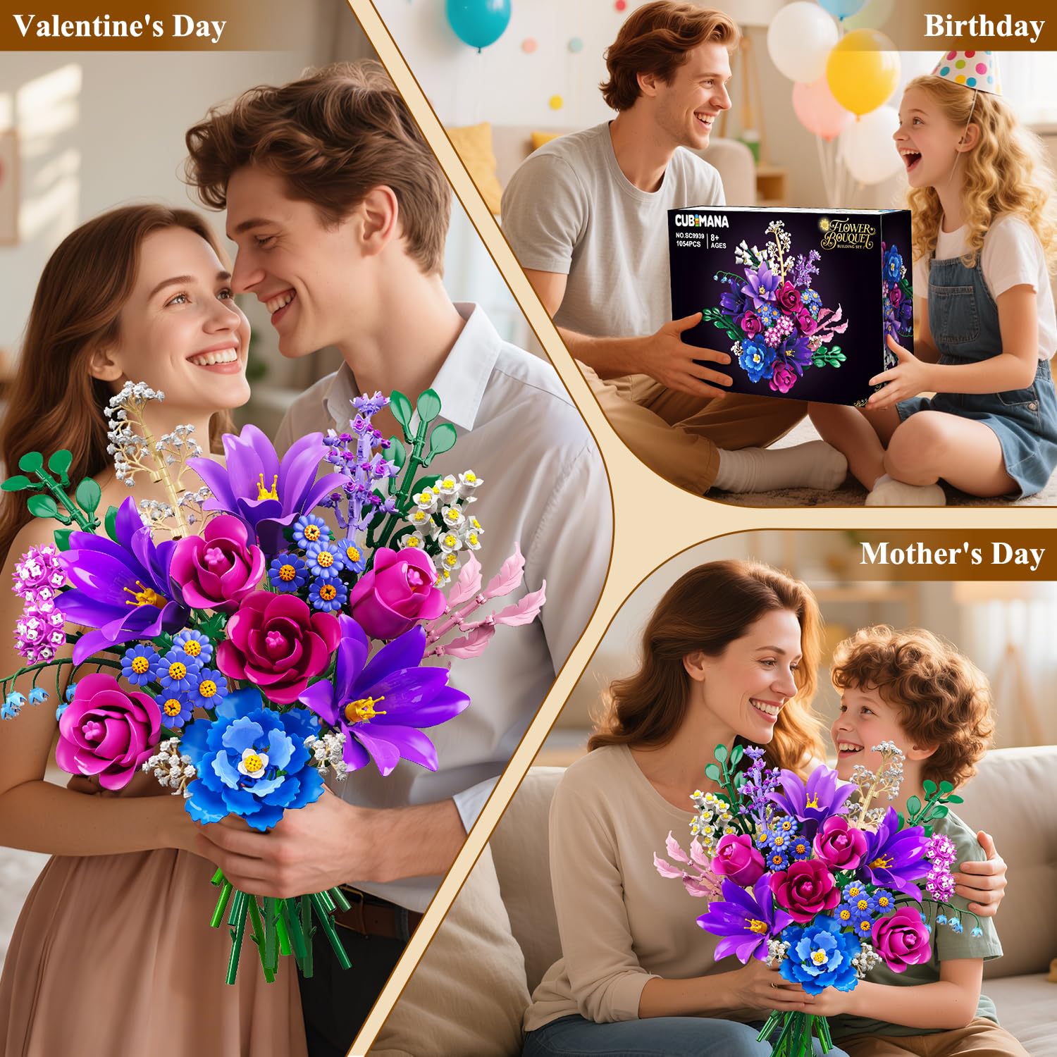 Cubimana 1054-pcs building set for a satisfying flower-building project
