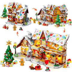 CUBIMANA 2025 gingerbread house front view with lights, ideal for family holiday display