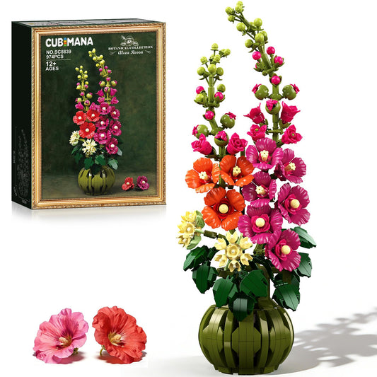 CUBIMANA Alcea Rosea main stem close-up for elegant display and decor