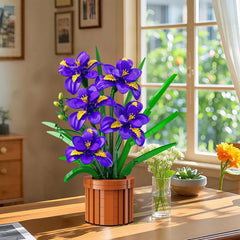 CUBIMANA completed iris bonsai display brightens shelves or desks.