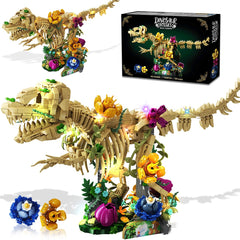 CUBIMANA dinosaur fossil with flowers building set — a striking floral-fossil display for shelves.