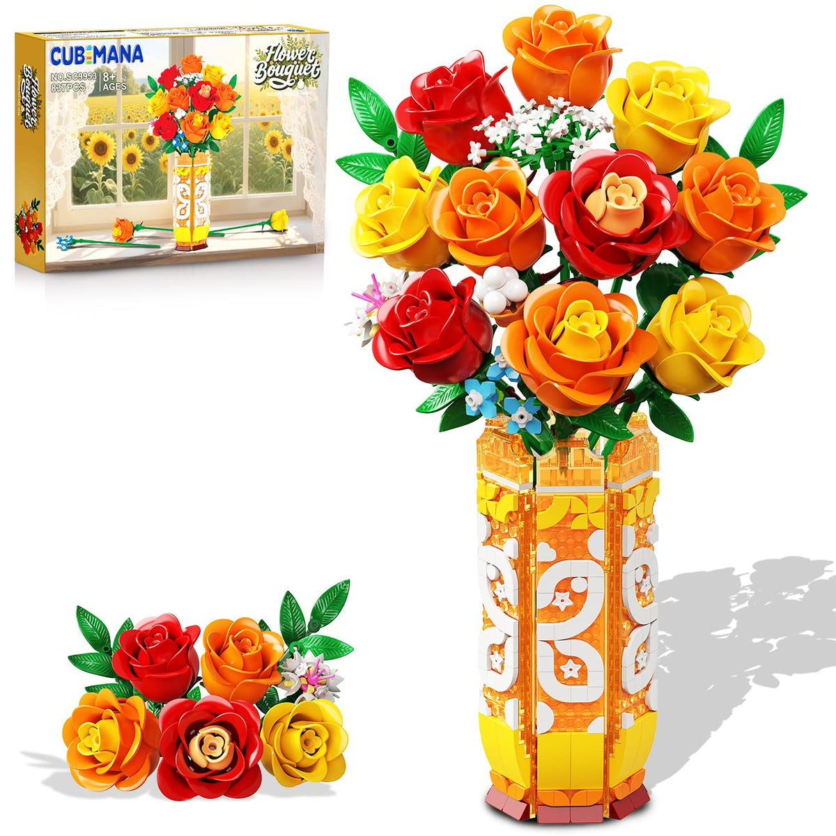 CUBIMANA bouquet building set with vase showcases a stylish home decor centerpiece.