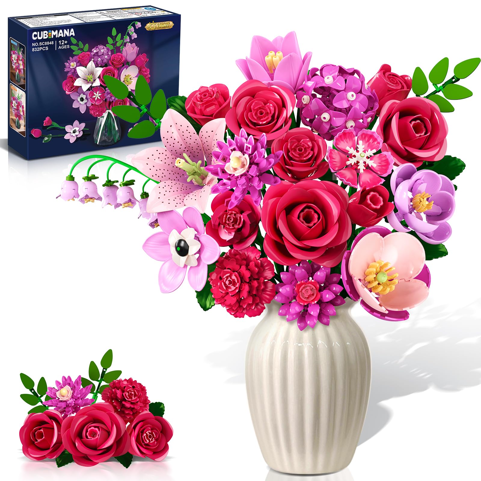 CUBIMANA flowers-led-rose-bouquet emits a warm glow for cozy living spaces.